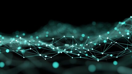 Abstract digital network design with teal points and lines.