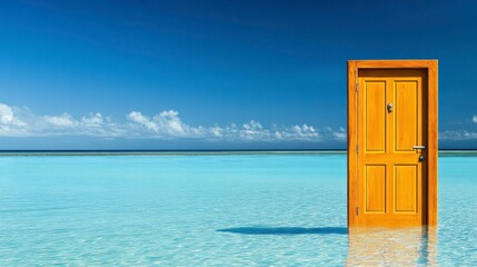 Door to the Ocean: Surreal Landscape and Dreamy Escape Scene