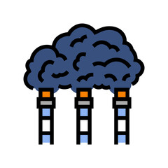factory chimneys emitting thick smoke air pollution color icon vector illustration
