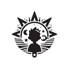 treat kids vector silhouette clip art logo design illustration