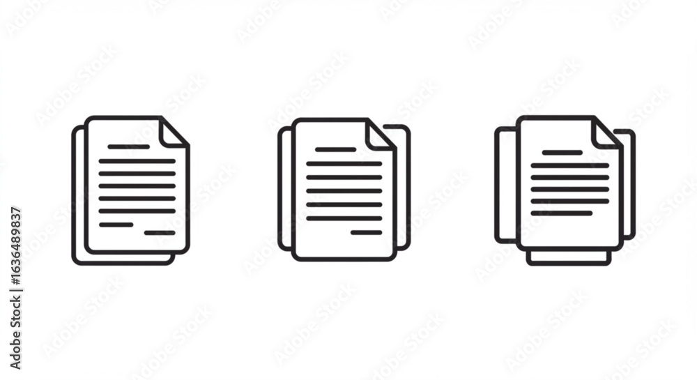 Poster vector art of three document icons isolated on white background for user interface design