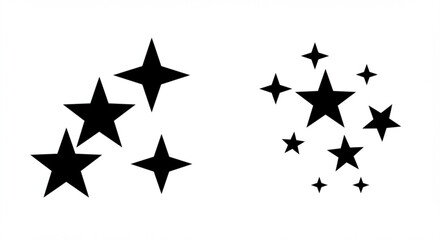 Vector art of collection of star sparkle and shine vector icons isolated on white background