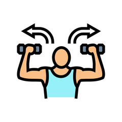 dumbbell rotational arrow color icon vector illustration