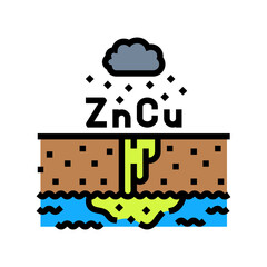 Fototapeta premium copper zinc runoff river system after heavy rainfall color icon vector illustration