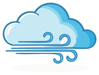 Fototapeta premium Cartoon cloud with wind, weather forecast illustration, vector design.