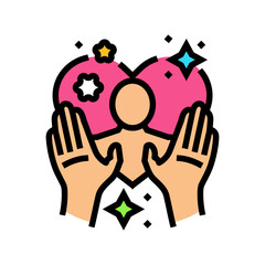 gratitude reflection inclusive fitness color icon vector illustration