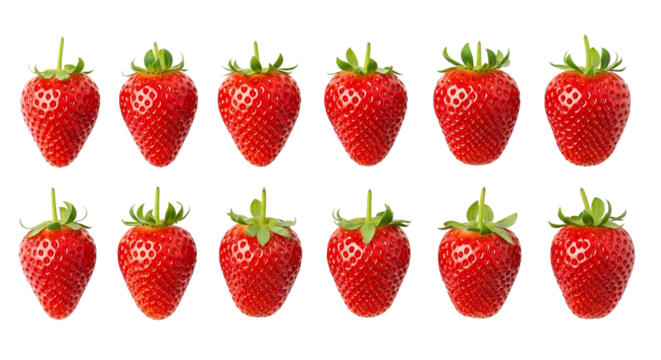 Frische Erdbeeren auf transparentem Hintergrund – Studioaufnahme