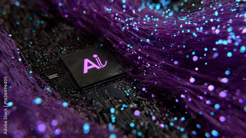 Poster close-up view of an artificial intelligence chip.