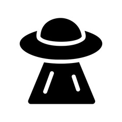 UFO plate icon with beam of light pointing downward for alien spacecraft depiction
