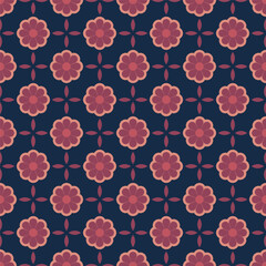 Geometric Floral Seamless Pattern Dark Background Elegant Textile Design Template