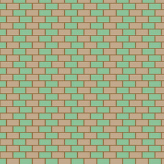 Brick Wall Pattern with Green and Beige Bricks