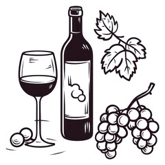 Fototapeta premium PNG Wine bottle glass drink.