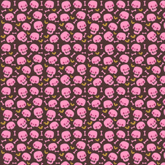 Halloween Skull Pattern in Pink and Brown