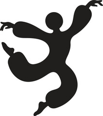 Modern Dancer Silhouette Vector Icon,  Simple Stick Figure Dancing Icon.