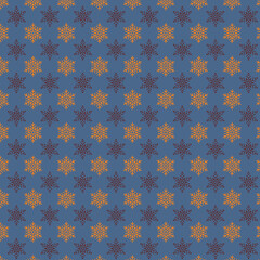 Geometric Snowflake Pattern on Blue Background