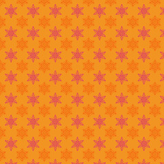 Festive Snowflake Pattern on Orange Background