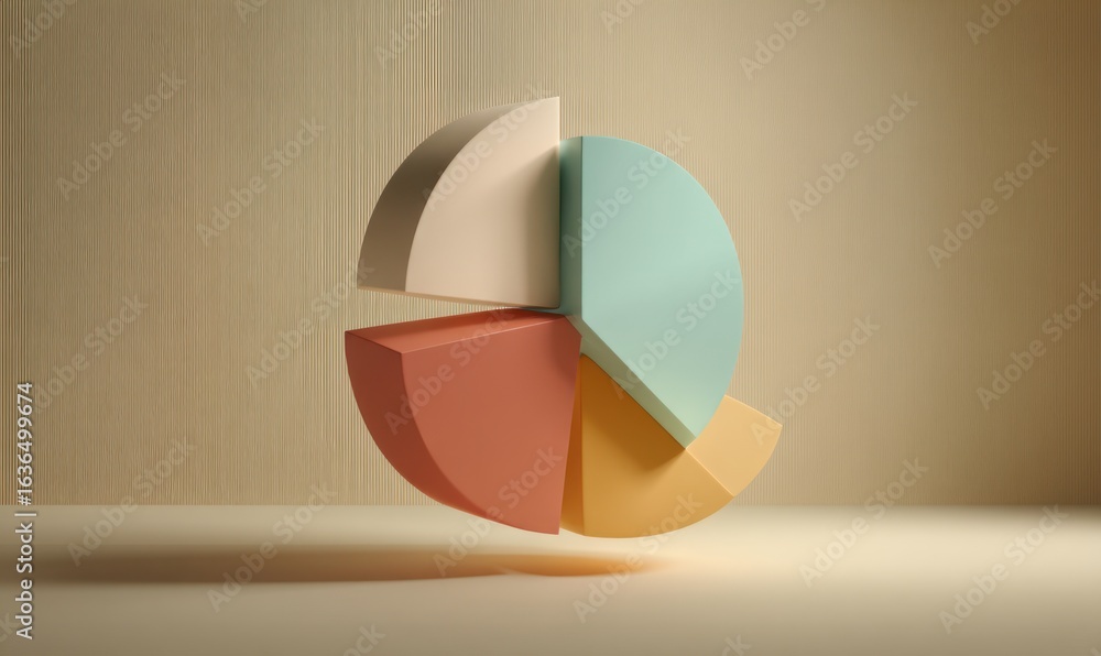 Aufkleber colorful pie chart sections on a textured background representing data analysis