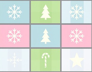 Minimalist Christmas and Winter Holiday Icon Set in Pastel Colors