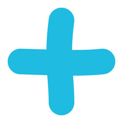 Fototapeta premium Icon of a light blue plus sign or abstract cross shape