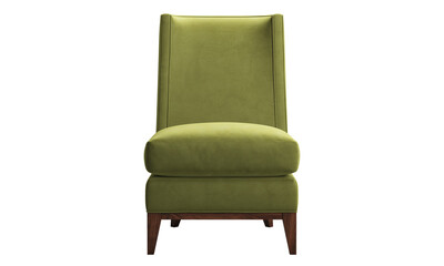 Classic green velvet fabric upholstery chair. 3d render.