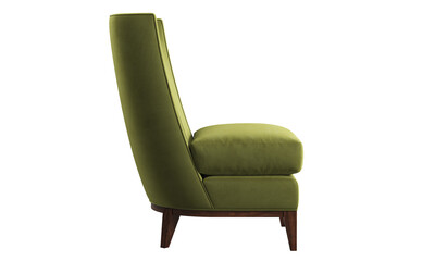 Naklejka premium Classic green velvet fabric upholstery chair. 3d render.