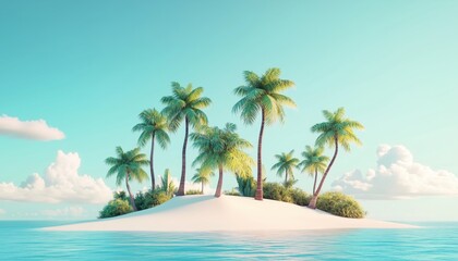 Fototapeta premium Tropical Paradise: Stunning Beach Landscape With Palm Trees And Luxury Travel Destinations In Maldives. Experience Nature, Relaxation, And Freedom In Exotic Summer Scenery.