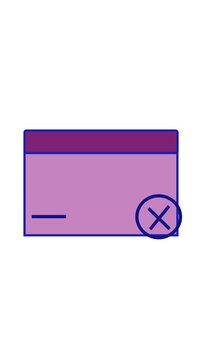Looped animation of violet folder delete symbol on clean white backdrop perfect for file management and tech tutorials.