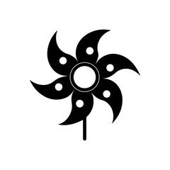 Silhouette of a pinwheel made entirely of moon phases in rotation with transparent background