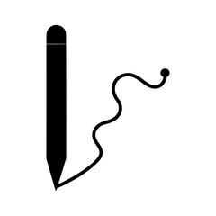 Silhouette of a pencil whose drawn line transforms into a scenic road with transparent background