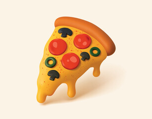 Pizza Slice vector 3d Icon