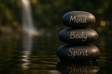 Balanced Zen Stones Inspiring Mindful Living and Stress Reduction. Peace and mindfulness