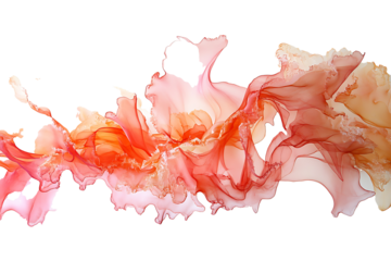A loose watercolor splash in soft coral tones, with translucent edges and organic flow on white. 