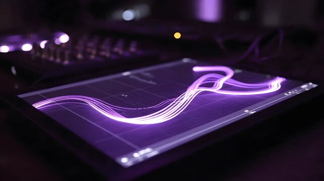 Purple glowing lines on a digital display. - Powered by Adobe