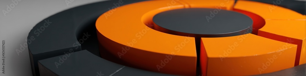 Aufkleber segmented orange circle with gray elements, business process and data visualization