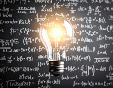 Illuminating Light Bulb Over Complex Math Equations - Powered by Adobe