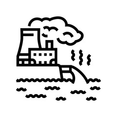 Naklejka premium warm water discharge pollution line icon vector illustration