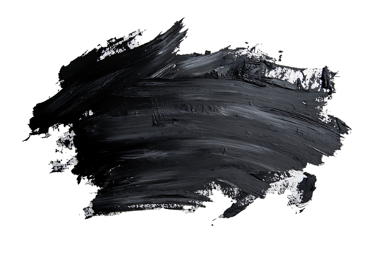 A moody charcoal gray brushstroke with raw texture and deliberate directional strokes across clean white space. 