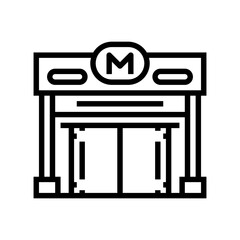 subway entrance urbanization line icon vector illustration
