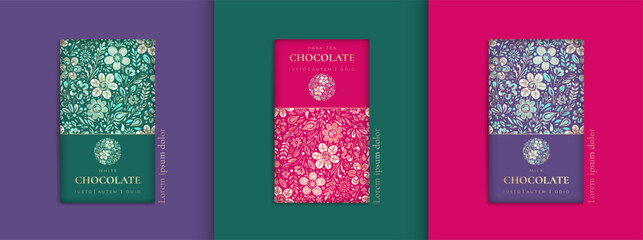 Luxury packaging design of chocolate bars. Vintage vector ornament template. Elegant, classic elements. Great for food, drink and other package types. Can be used for background and wallpaper.