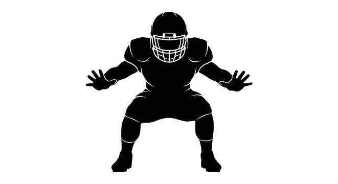 Silhouette of a defensive lineman ready to engage in gridiron battle vector image