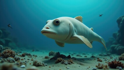Fototapeta premium Pale fish in an underwater environment.
