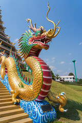 Fototapeta premium Female Dragon at Giant Lady Buddha Guanyin The Goddess of Mercy - Wat Huay Kang