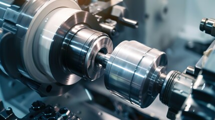 Naklejka premium CNC Milling Machine Cutting Metal with Modern Precision: Industrial Manufacturing Scene for Engineering & Production