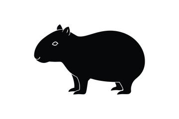 Obraz premium Capybara Vector Illustration in Black Silhouette Style on White Background for Graphic Design and Creative Projects silhouette