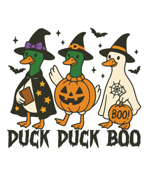duck duck boo funny halloween t-shirt clipart