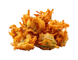 Delicious crispy vegetable pakoras indian cuisine food snack isolated on transparent background, png