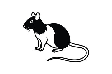Obraz premium Stylized Rat Illustration with Black and White Coloring and Distinct Silhouette Style Isolated on White Background silhouette