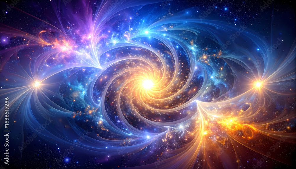 Sticker awe inspiring abstract background of colorful spiral galaxy nebula in deep space. universe full of g