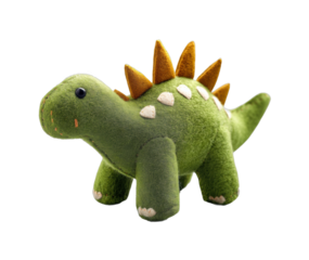 Playful dinosaur toy plush content soft environment whimsical viewpoint isolated on transparent background, png