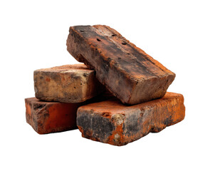 Construction materials for building industrial site brick stack architecture isolated on transparent background, png